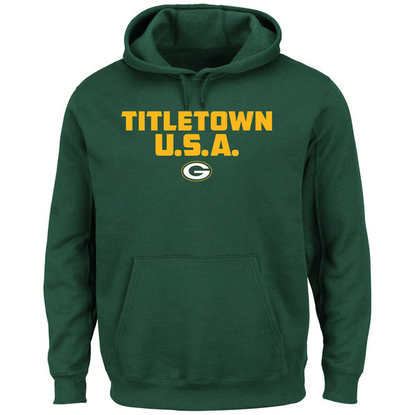 Men Green Bay Packers Majestic Hot Phrase Pullover Hoodie Green